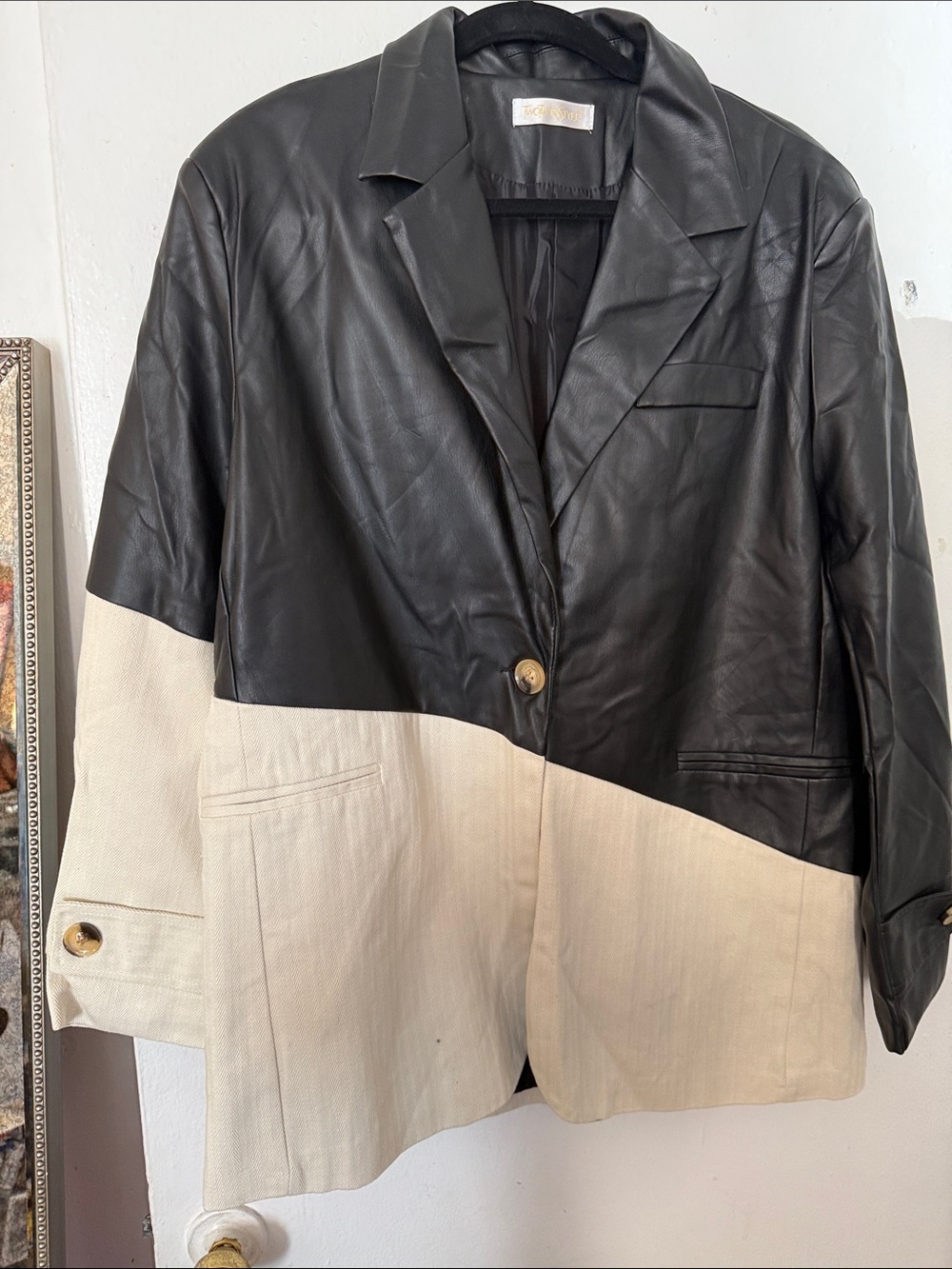 Two-Tone Black and Cream Women’s Blazer Jacket
